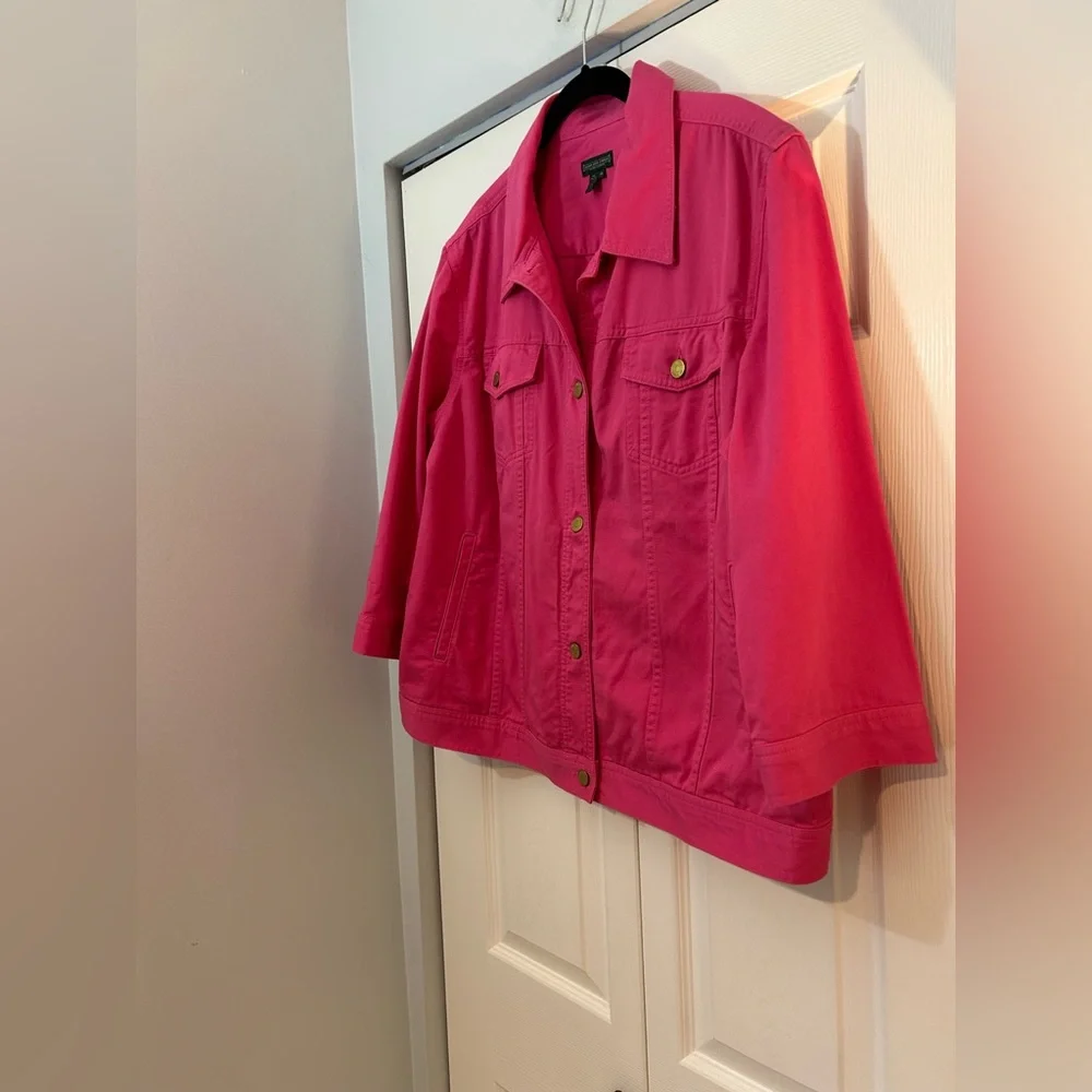 Lauren Jeans Co Ralph Lauren Pink Denim Jacket 2X Plus Size Cotton - Picture 2 of 8